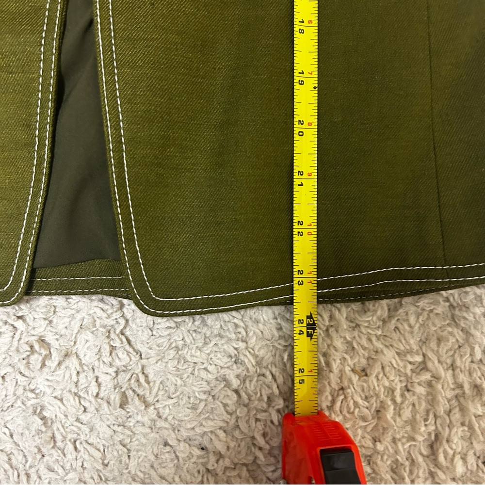 J. Crew Size 10 Going Out Blazer Jacket Olive Green Linen Blend Open Front EUC - Picture 11 of 14